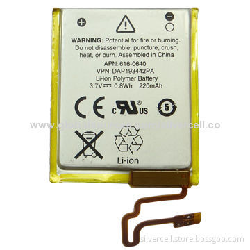 Lithium Polymer Battery for iPod Nano 7, with 220mAh Capacity and 3.7V Voltage